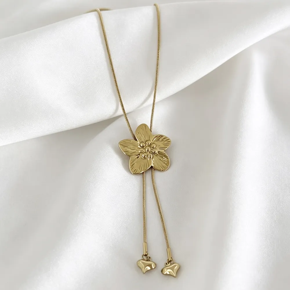Fiore-Collana lunga regolabile in Acciaio - CL-413-3788