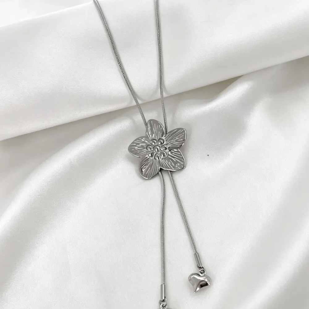 Fiore-Collana lunga regolabile in Acciaio - CL-413-3788