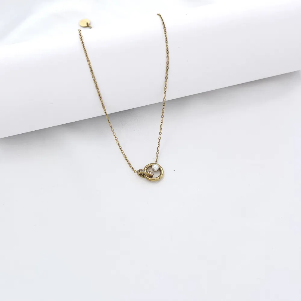 Infinito con perla-Collana Corta in Acciaio - CL-795-10609