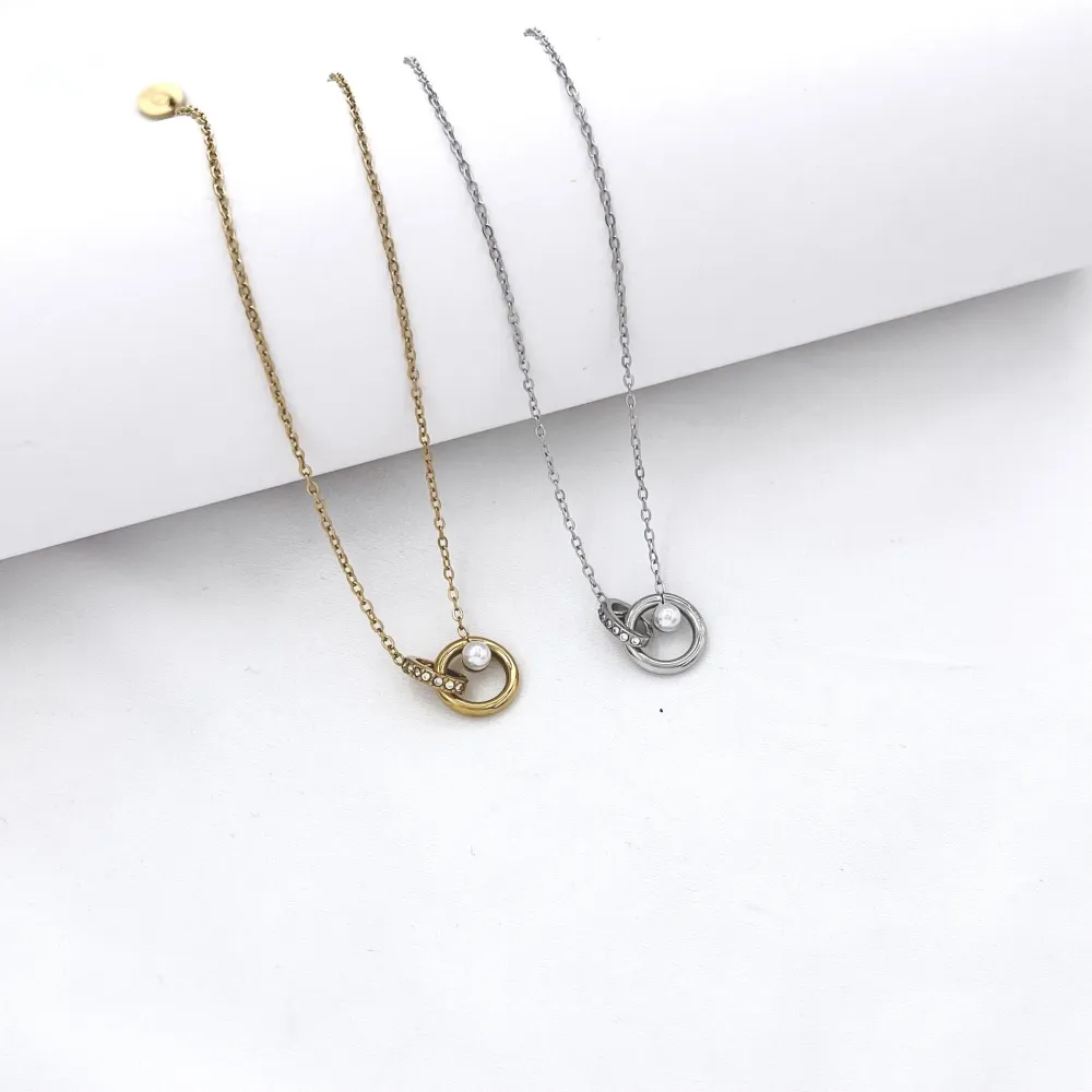 Infinito con perla-Collana Corta in Acciaio - CL-795-10609