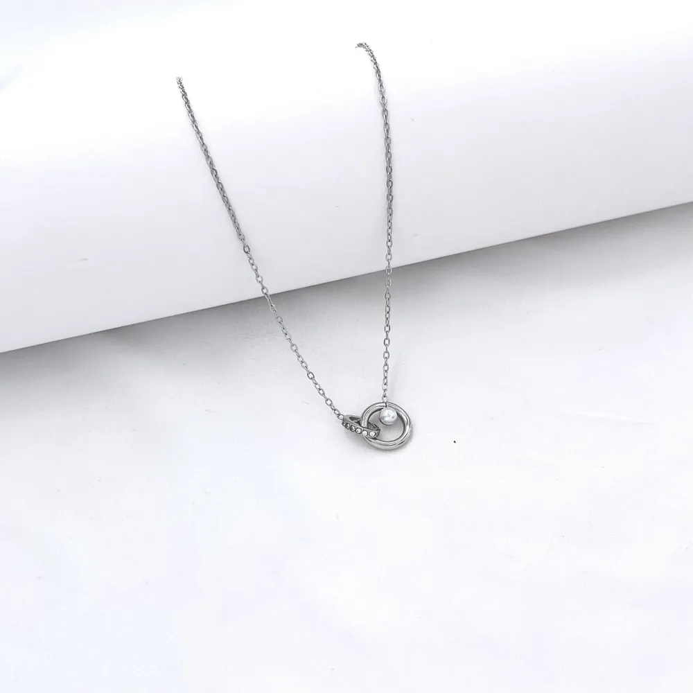 Infinito con perla-Collana Corta in Acciaio - CL-795-10609