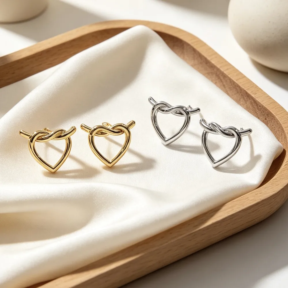 Cuore Nodo-Orecchini in Acciaio - OR-413-2593