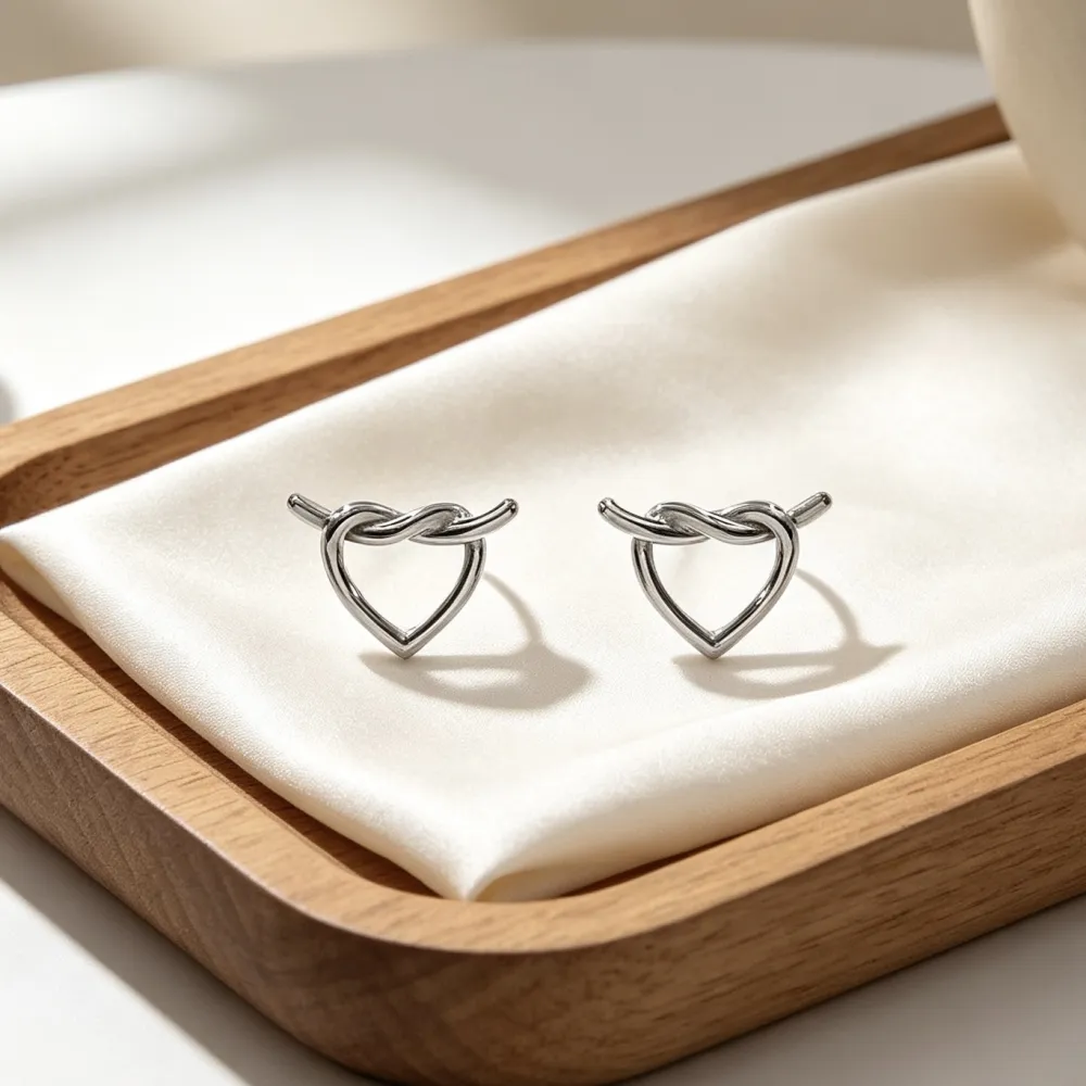 Cuore Nodo-Orecchini in Acciaio - OR-413-2593