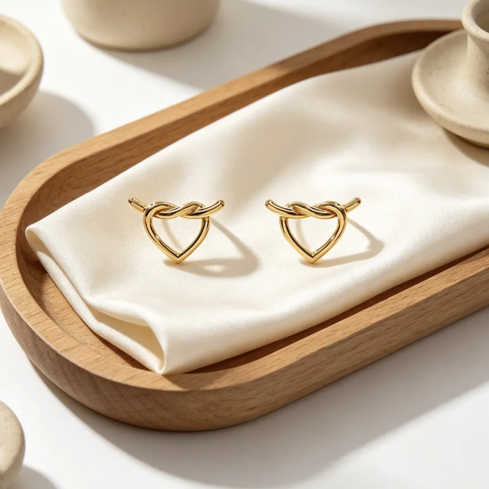 Cuore Nodo-Orecchini in Acciaio - OR-413-2593