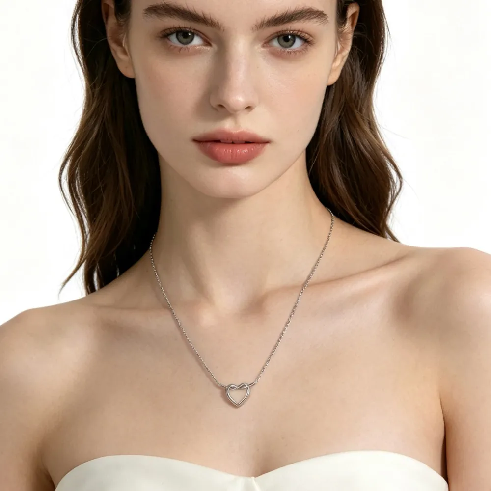 Cuore Nodo-Collana Corta in Acciaio - CL-413-3790