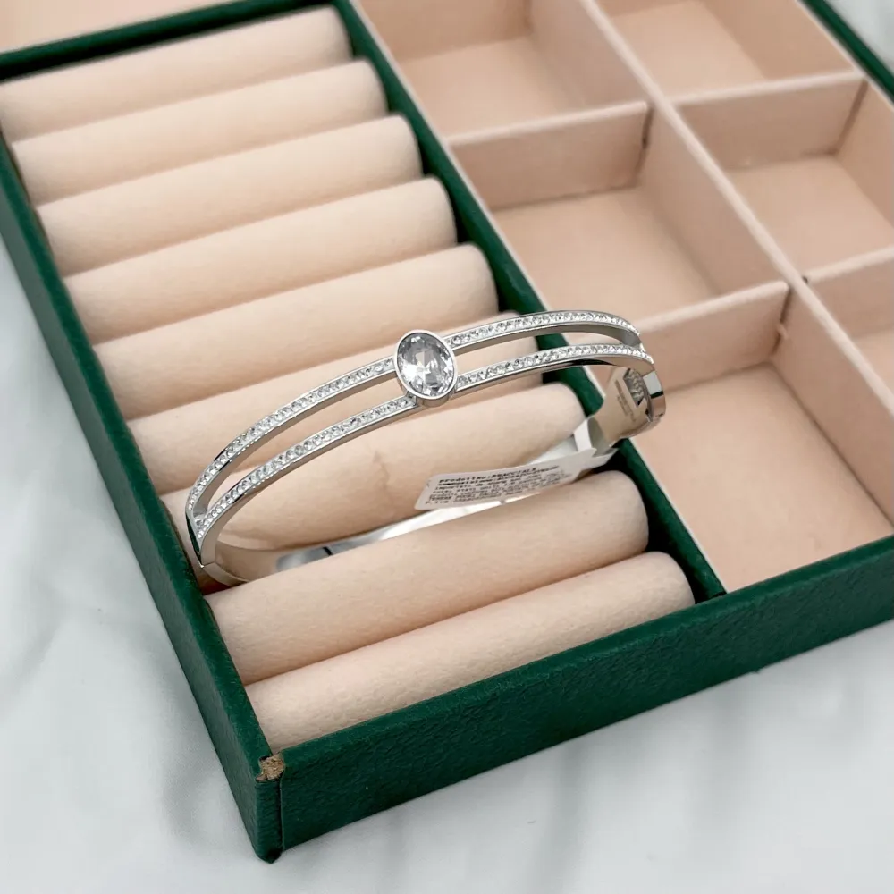 Ovale punto luce-Bracciale Rigido in Acciaio - BR-413-3176