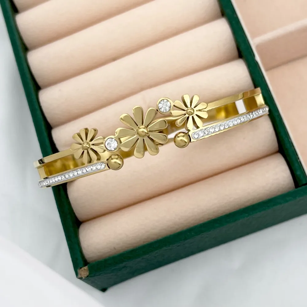 Margherita e punto luce-Bracciale Rigido in Acciaio - BR-413-8905