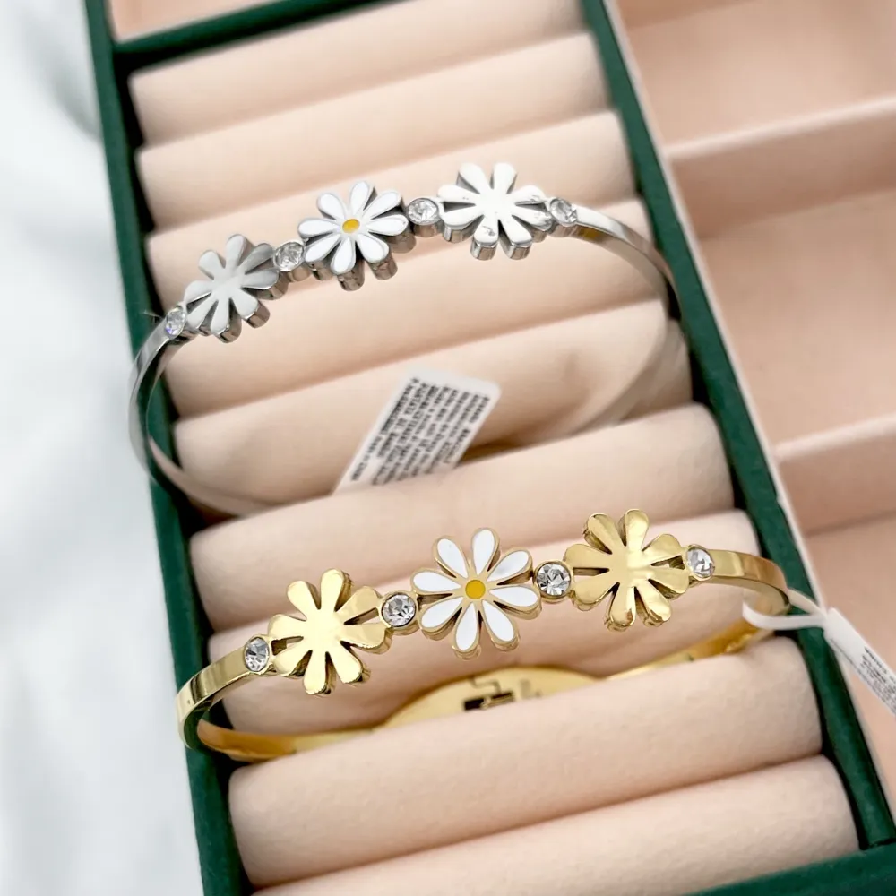Margherita e punto luce-Bracciale Rigido in Acciaio - BR-413-9704