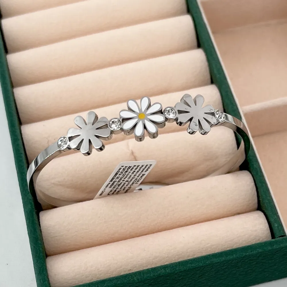 Margherita e punto luce-Bracciale Rigido in Acciaio - BR-413-9704