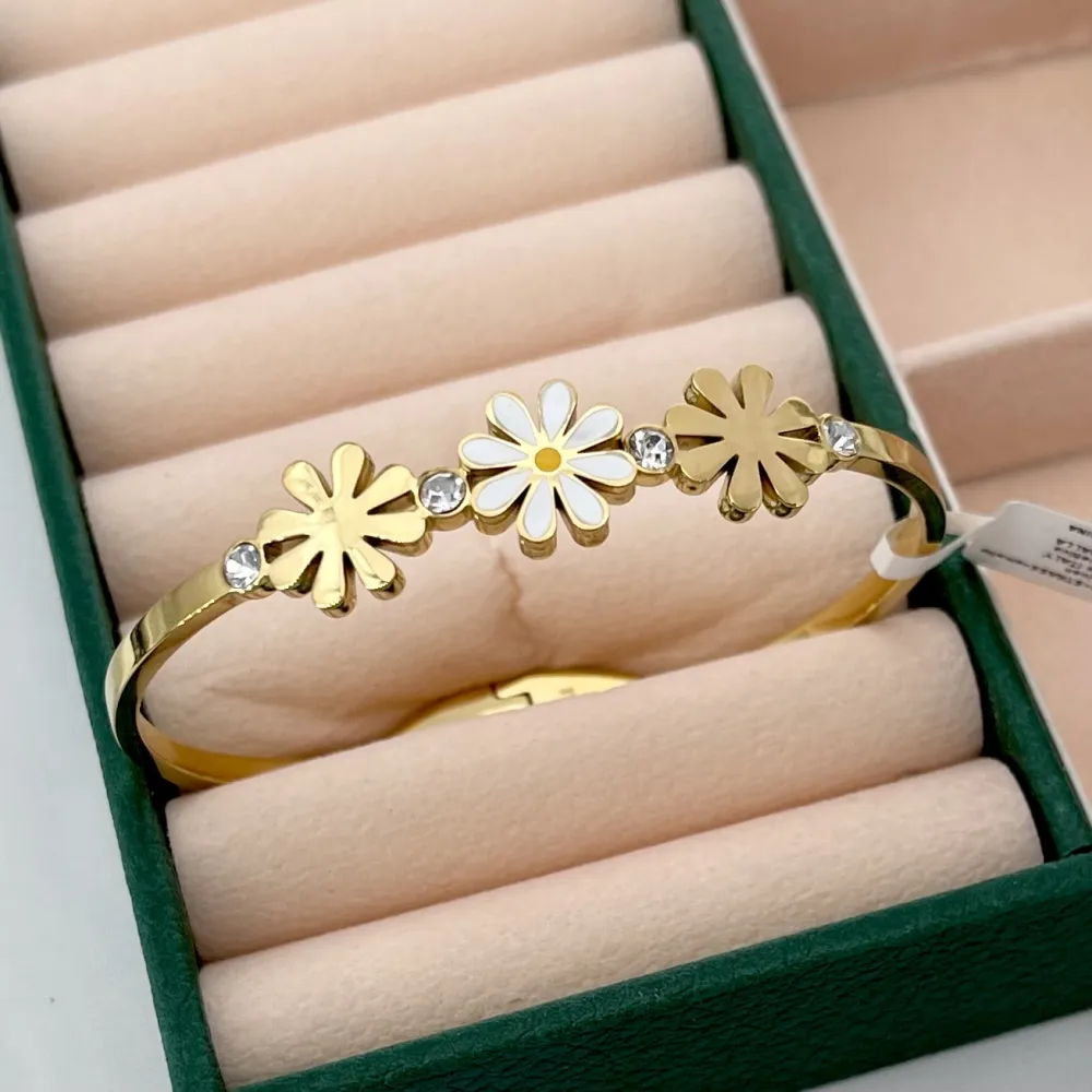 Margherita e punto luce-Bracciale Rigido in Acciaio - BR-413-9704