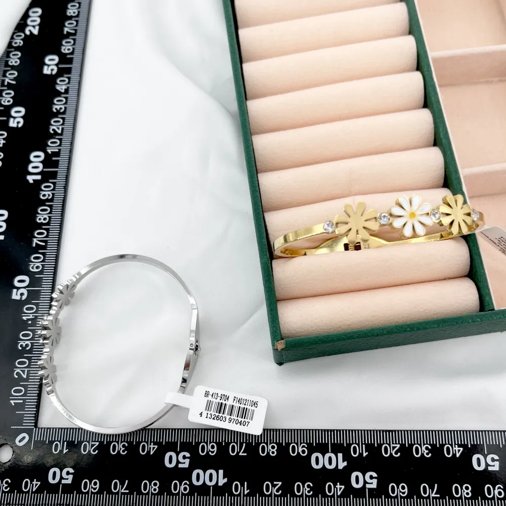 Margherita e punto luce-Bracciale Rigido in Acciaio - BR-413-9704