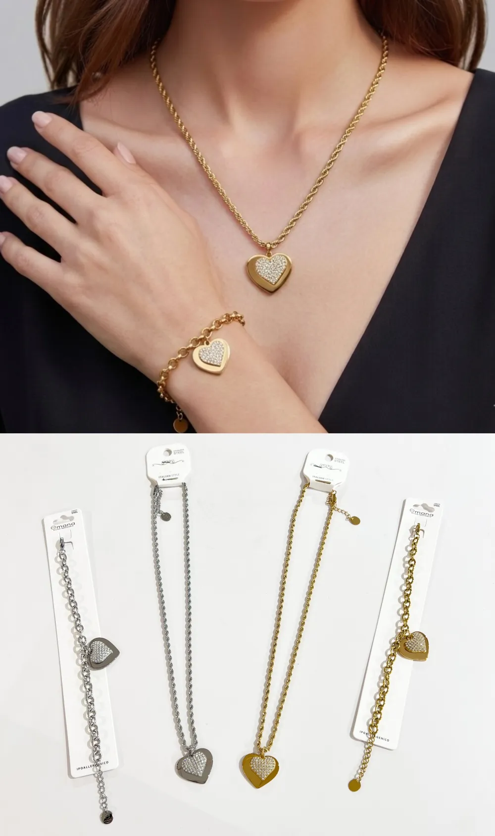Croce -Collana Corta in Acciaio - CAC-103-AA6651N