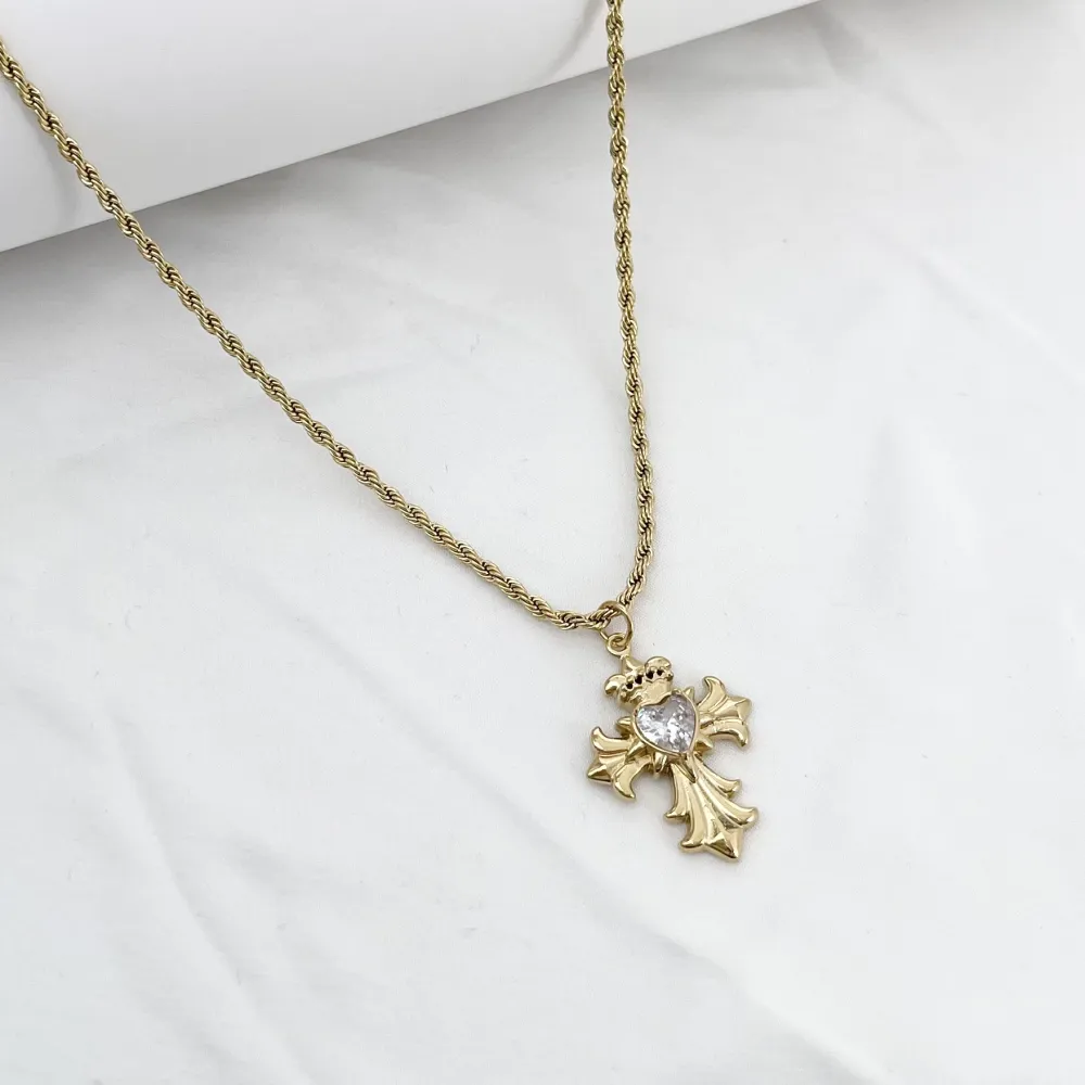 Croce -Collana Lunga in Acciaio - CL-103-AA6863N