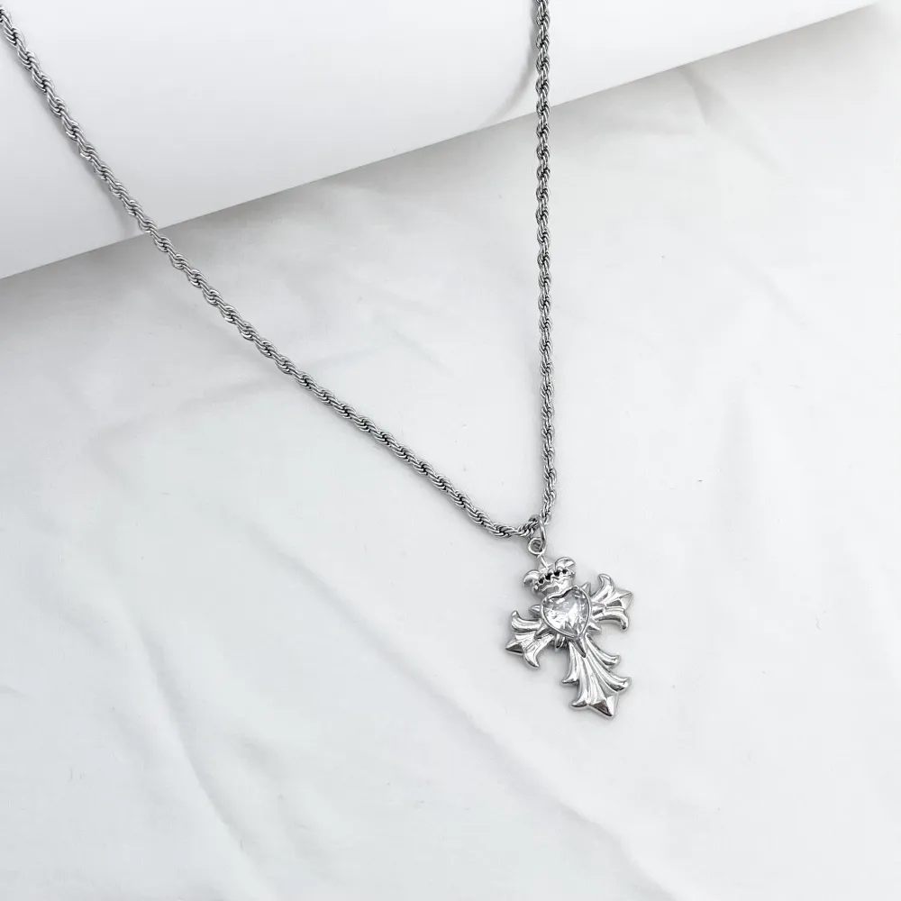 Croce -Collana Lunga in Acciaio - CL-103-AA6863N