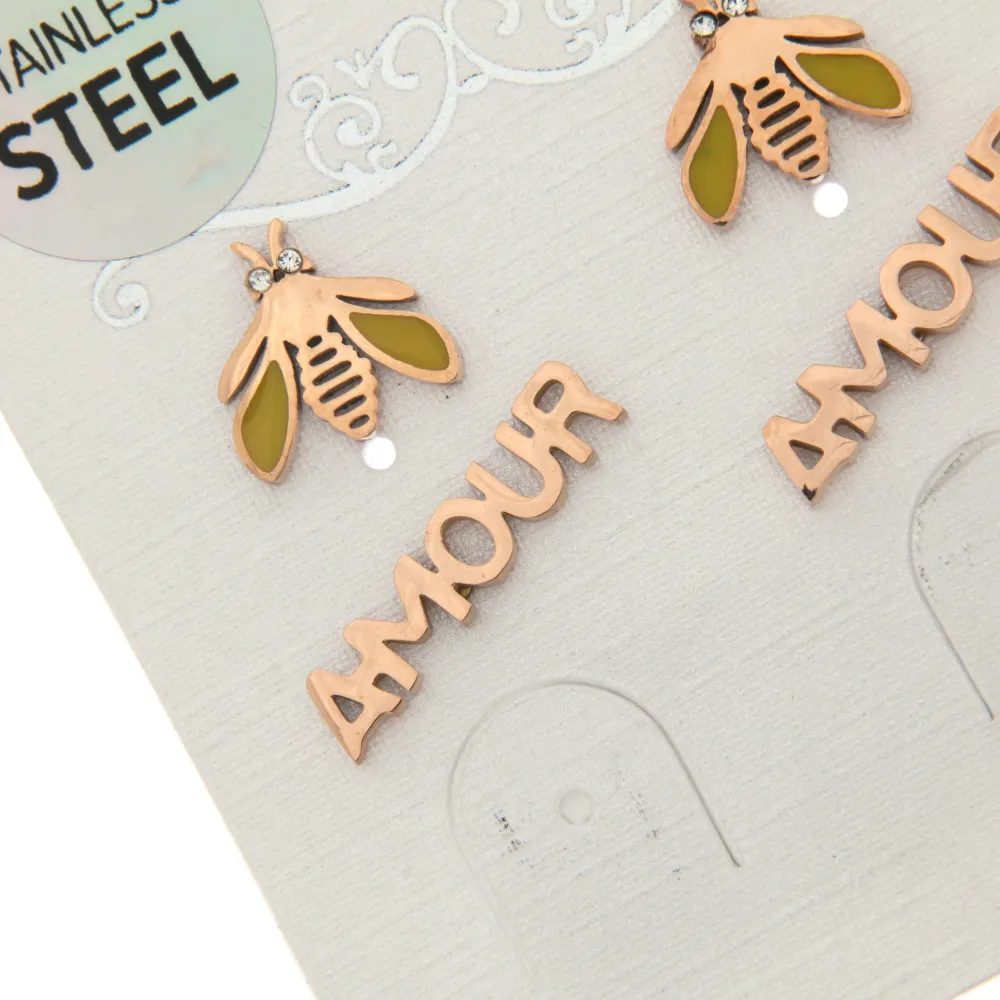 OAP3266-Ape Amour- Orecchini Bis a lobo in Acciaio_2