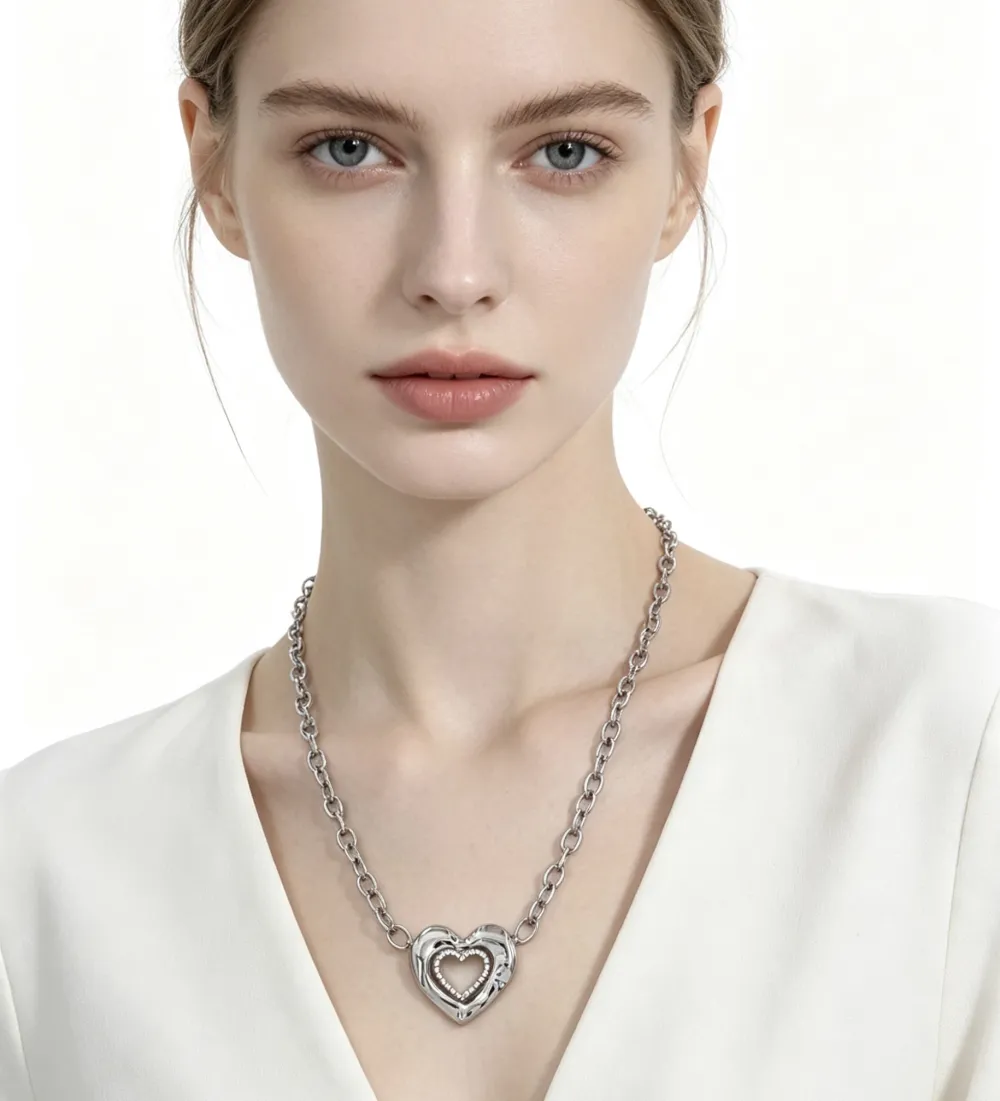 Cuore-Collana Corta in Acciaio - CAC-795-10634
