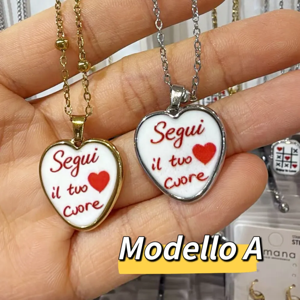 Scritta- Collana corta in Acciaio - CAC- Scritte (frasi)