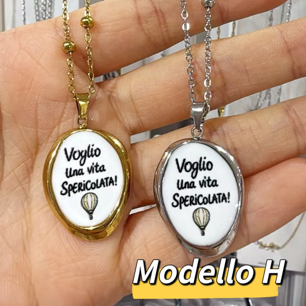 Scritta- Collana corta in Acciaio - CAC- Scritte (frasi)