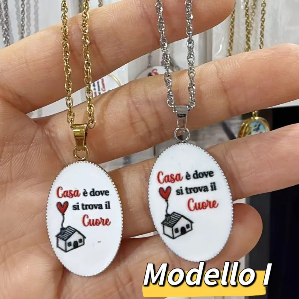 Scritta- Collana corta in Acciaio - CAC- Scritte (frasi)