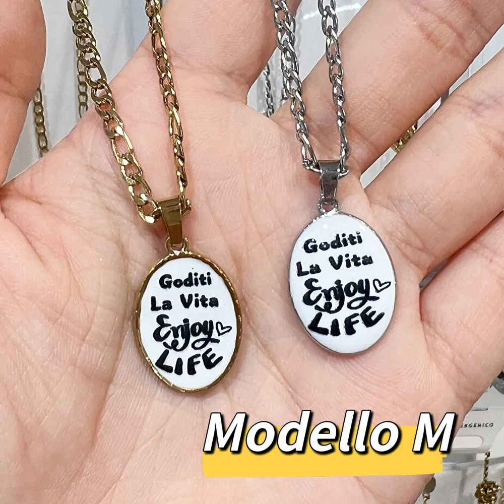 Scritta- Collana corta in Acciaio - CAC- Scritte (frasi)