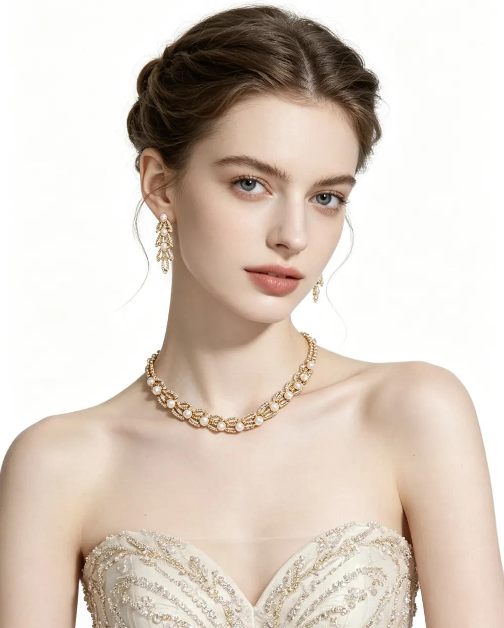 Set Collana-Orecchini Moda Per Sposa in Ottone - SET-416-L34