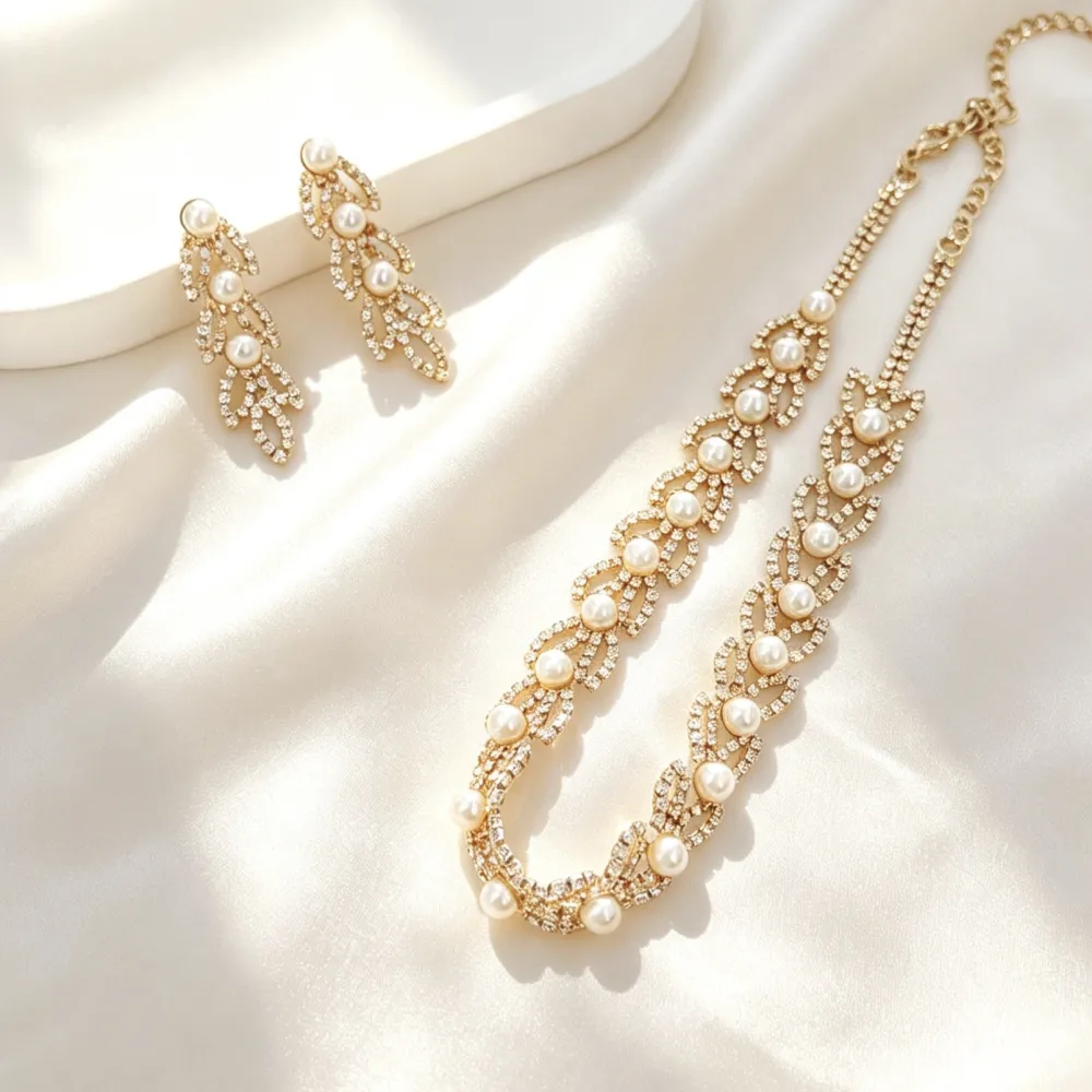 Set Collana-Orecchini Moda Per Sposa in Ottone - SET-416-L34