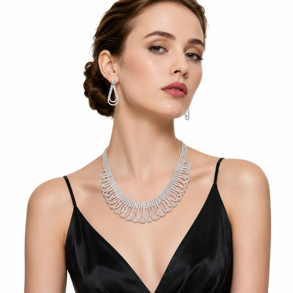Set Collana-Orecchini Moda Per Sposa in Ottone - SET-321-G2882