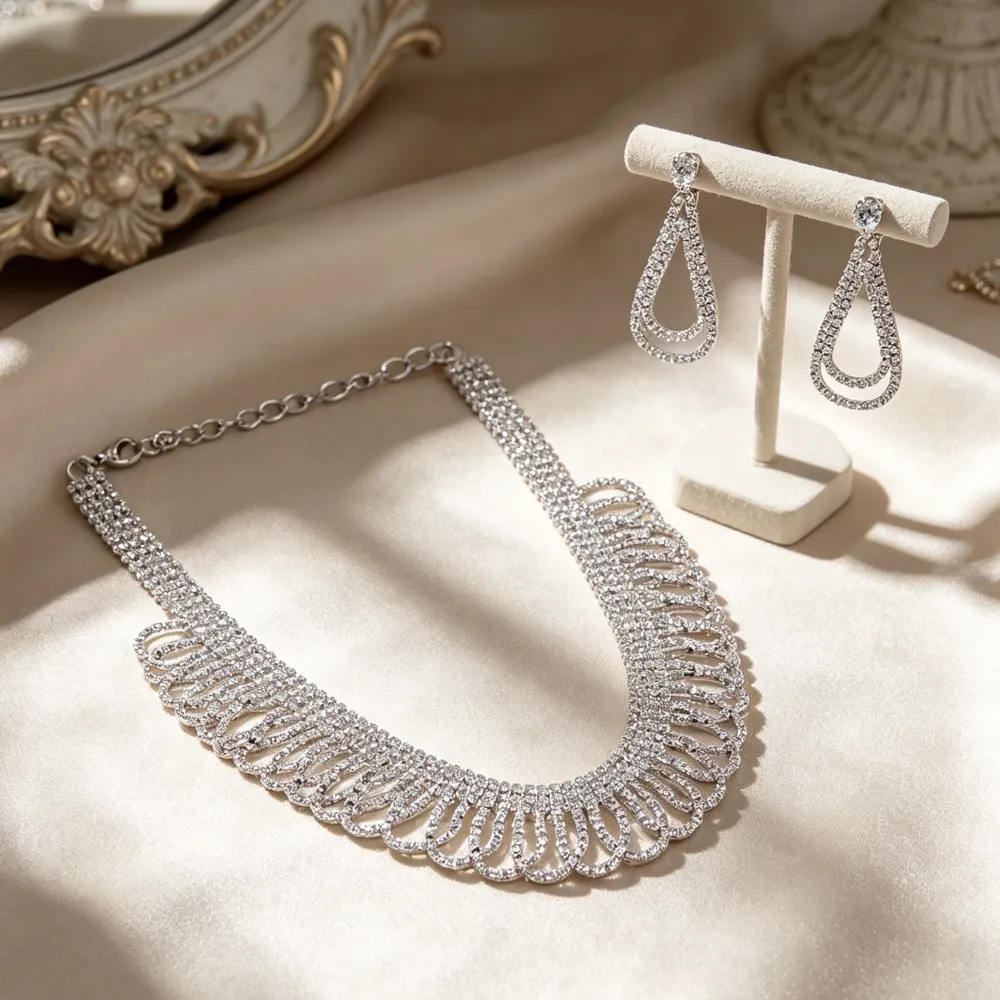 Set Collana-Orecchini Moda Per Sposa in Ottone - SET-321-G2882