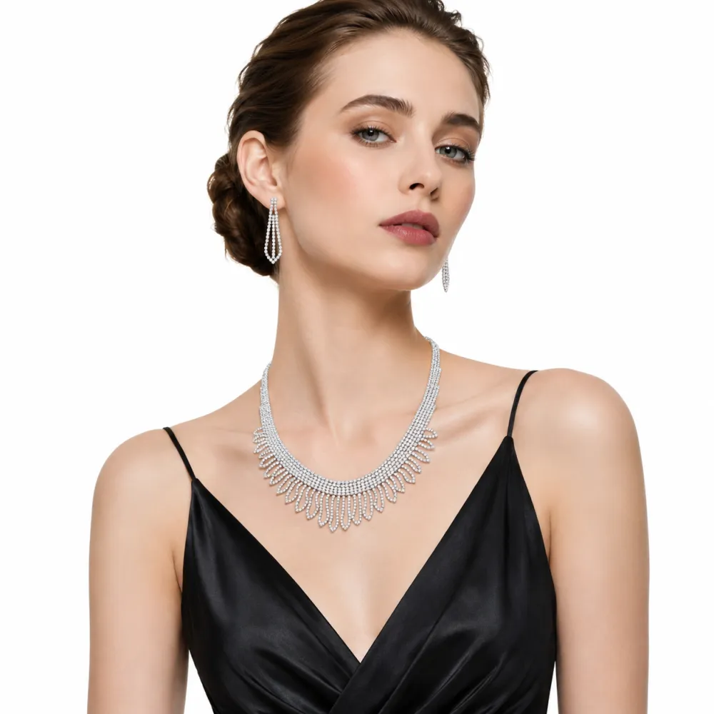 Set Collana-Orecchini Moda Per Sposa in Ottone - SET-321-G2885