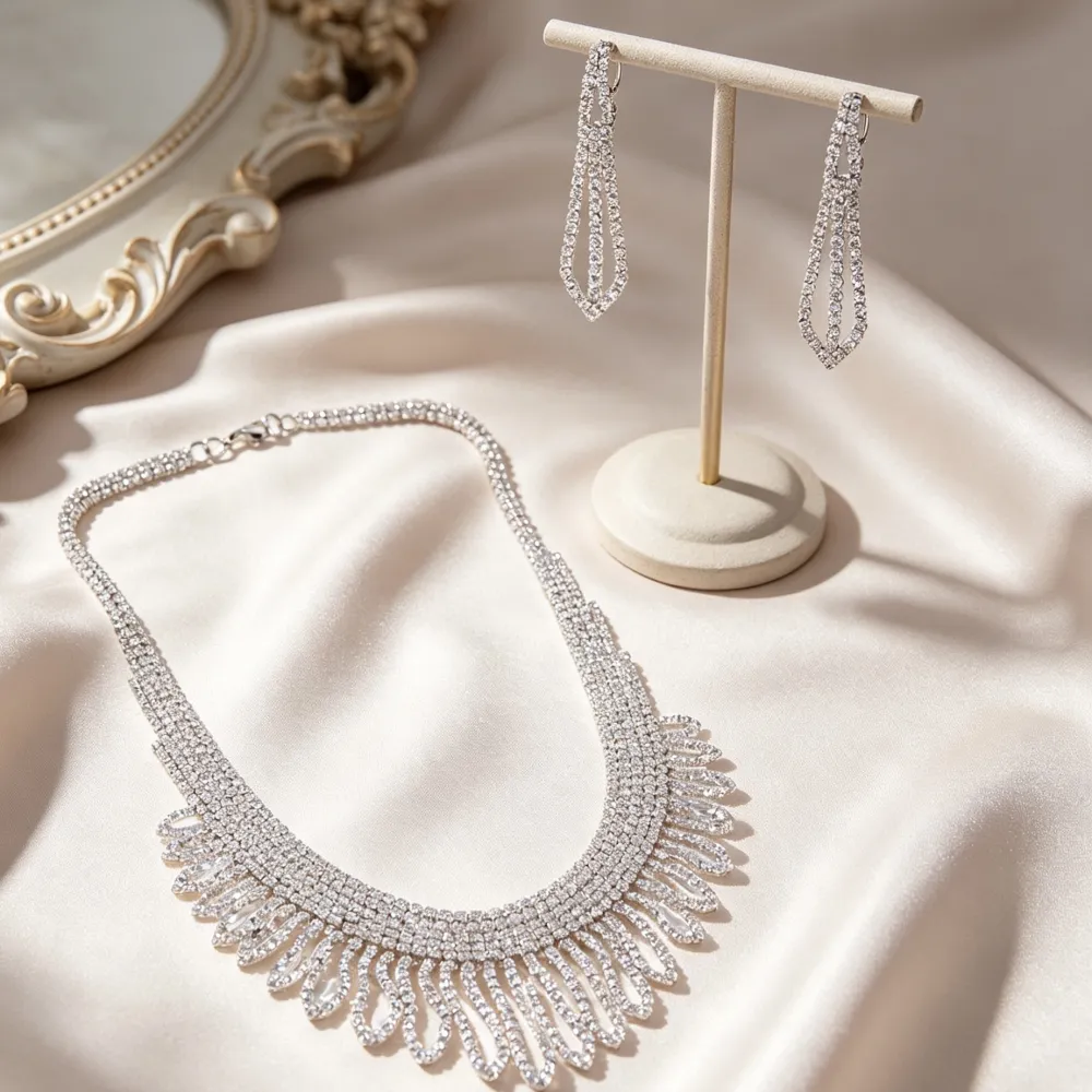 Set Collana-Orecchini Moda Per Sposa in Ottone - SET-321-G2885