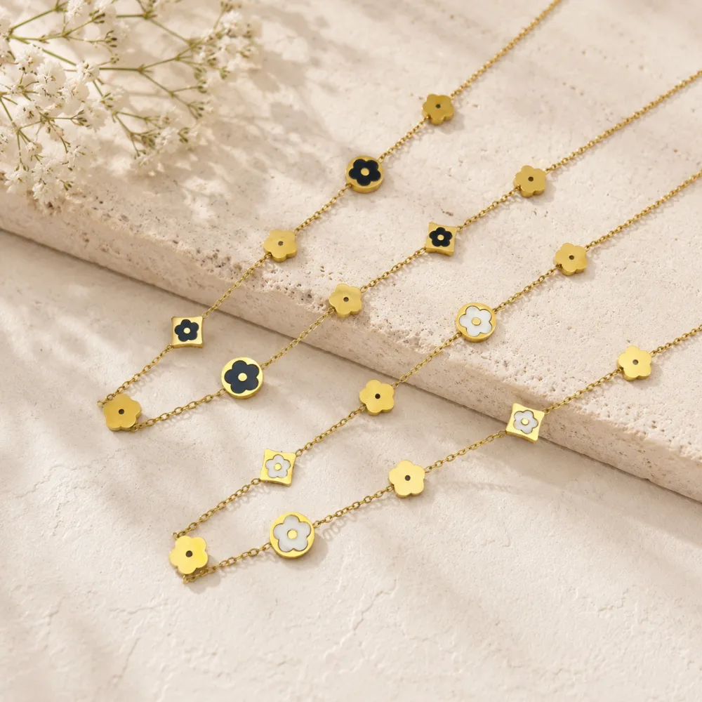Fiore-Collana corta in Acciaio - CL-413-3002