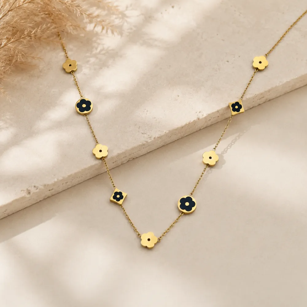 Fiore-Collana corta in Acciaio - CL-413-3002