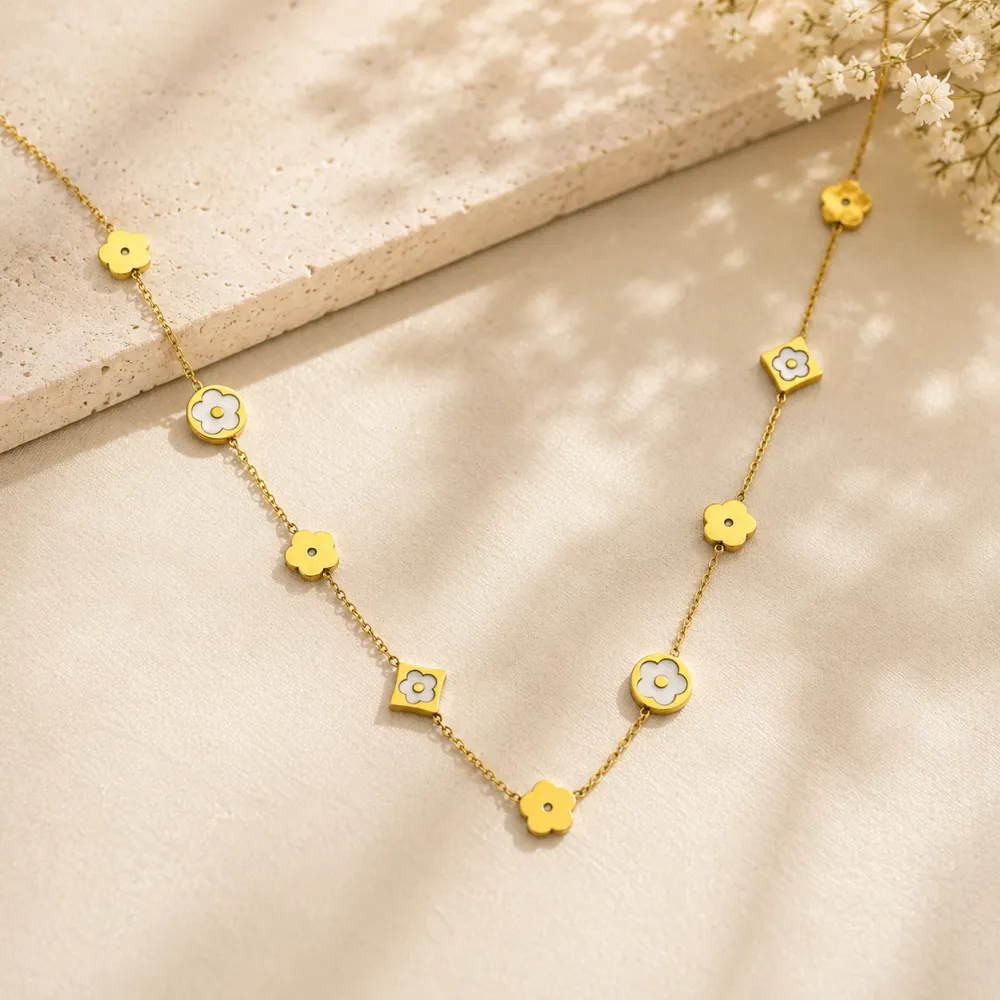 Fiore-Collana corta in Acciaio - CL-413-3002