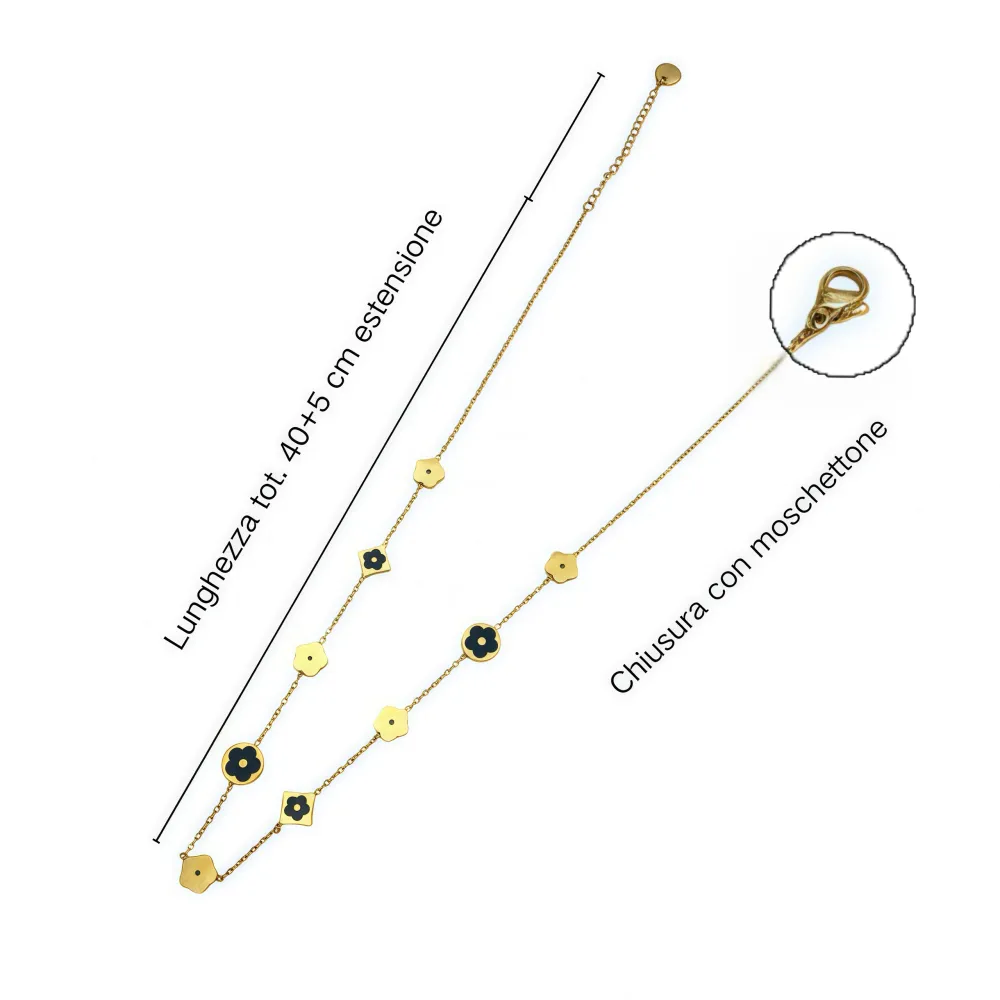 Fiore-Collana corta in Acciaio - CL-413-3002