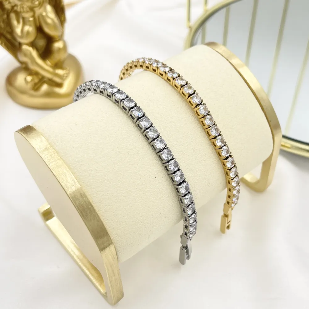 Tennis Punto Luce 3mm 17.50cm-Bracciale in Acciaio - BAC-103-AA3399B 3mm 17.50cm
