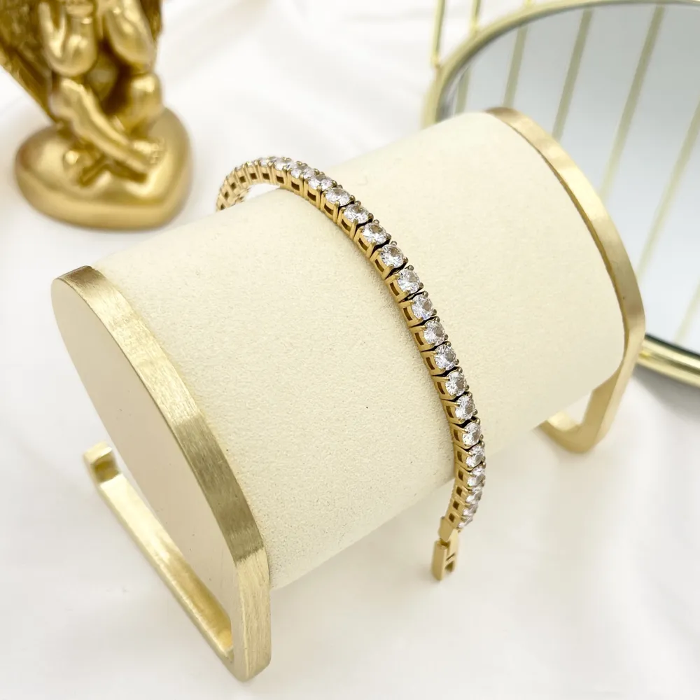 Tennis Punto Luce 3mm 17.50cm-Bracciale in Acciaio - BAC-103-AA3399B 3mm 17.50cm