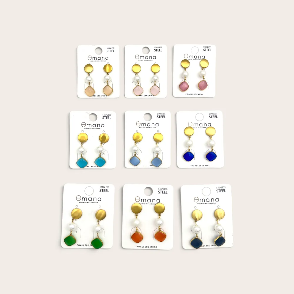 Pendente perla e rombo-Orecchini Moda in Acciaio - OAM-103-AA5153E
