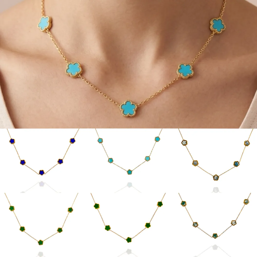 Fiore piccolo Smaltato-Collana Corta in Acciaio - CAC-413-3021/9mm