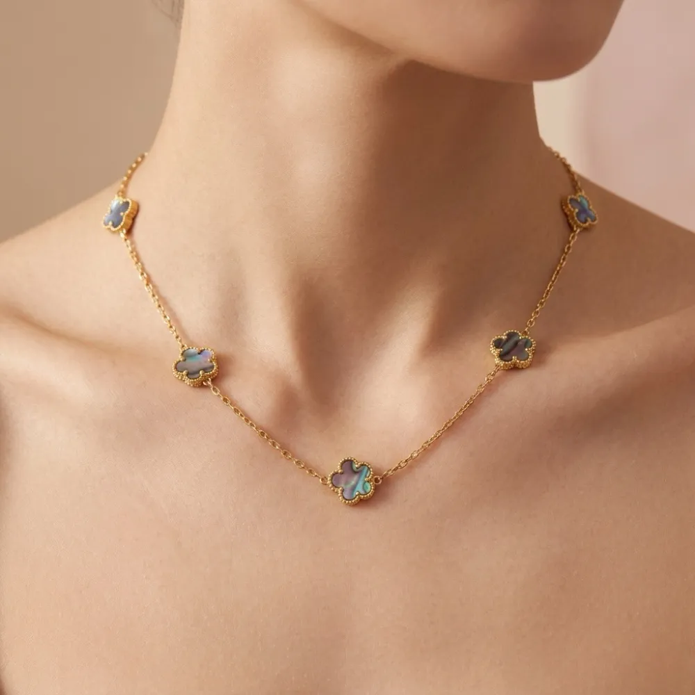 Fiore piccolo Smaltato-Collana Corta in Acciaio - CAC-413-3021/9mm