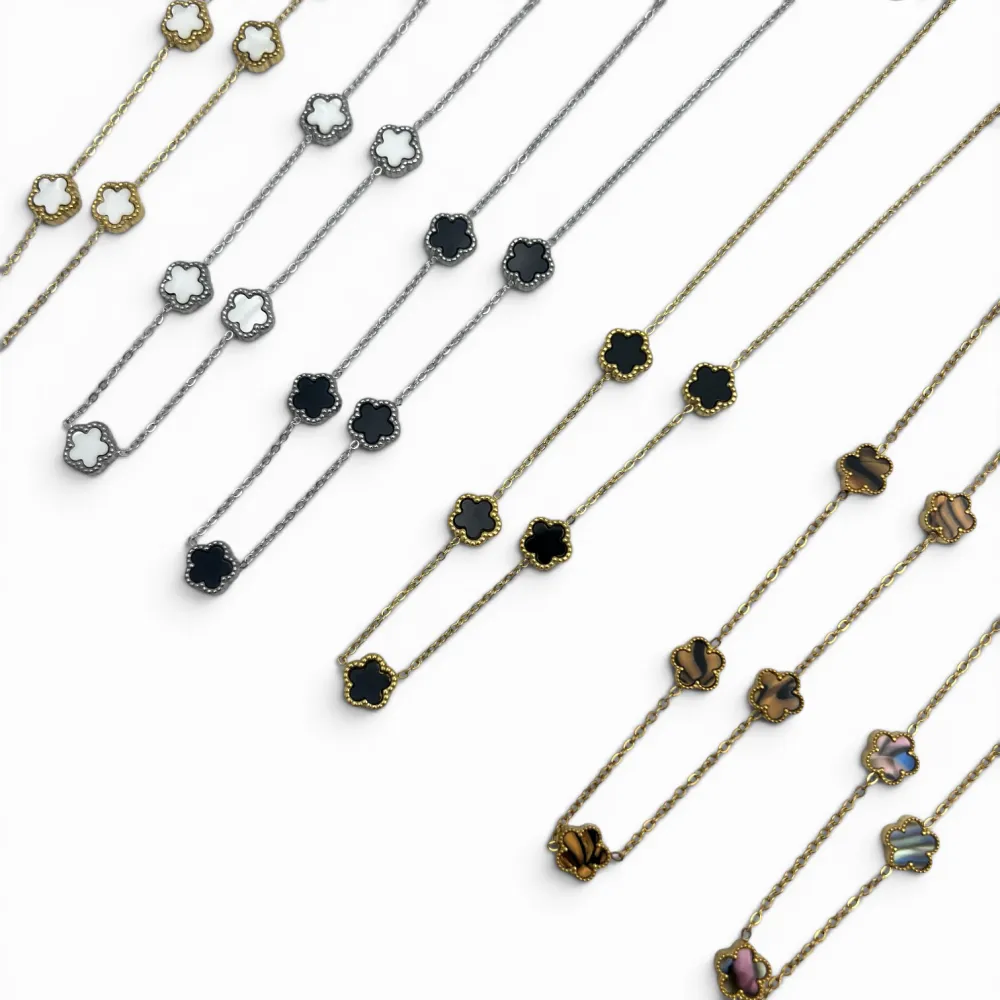 Fiore piccolo Smaltato-Collana Corta in Acciaio - CAC-413-3021/9mm
