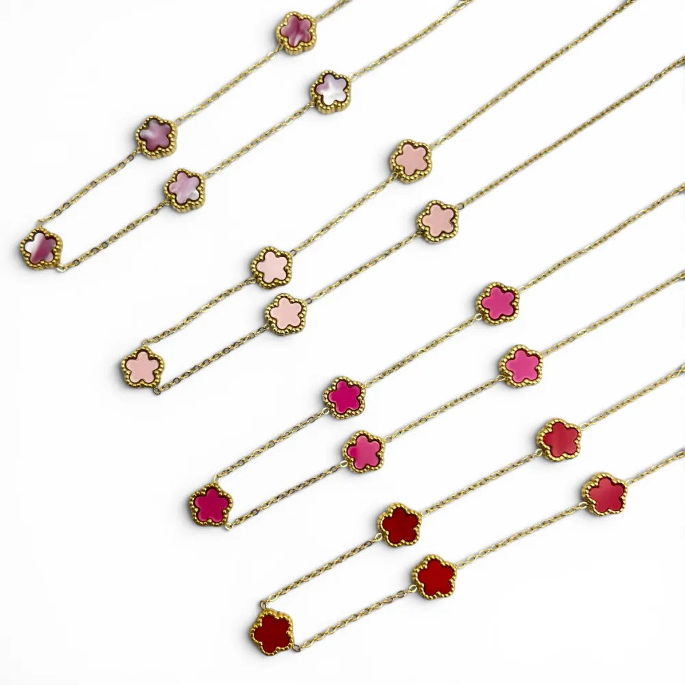 Fiore piccolo Smaltato-Collana Corta in Acciaio - CAC-413-3021/9mm