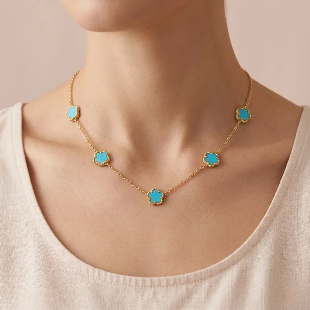 Fiore piccolo Smaltato-Collana Corta in Acciaio - CAC-413-3021/9mm