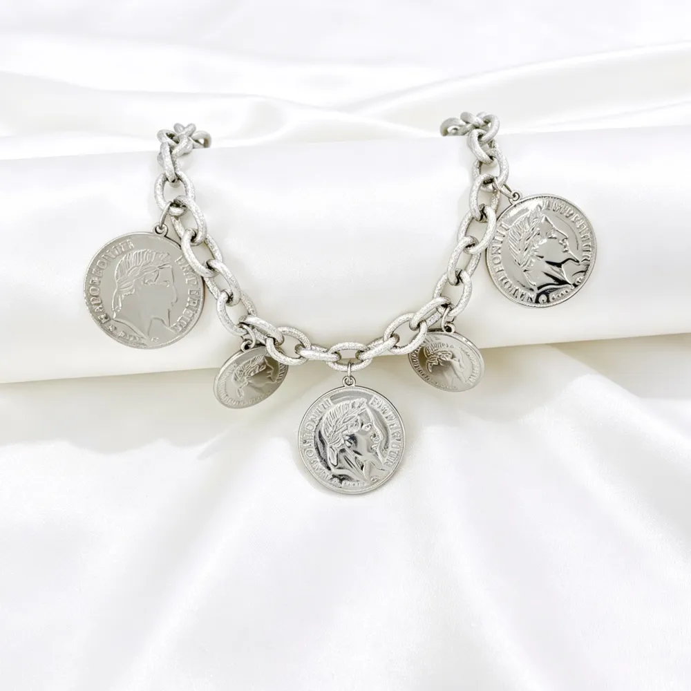 Monete-Collana corta in Acciaio - CL-413-3759