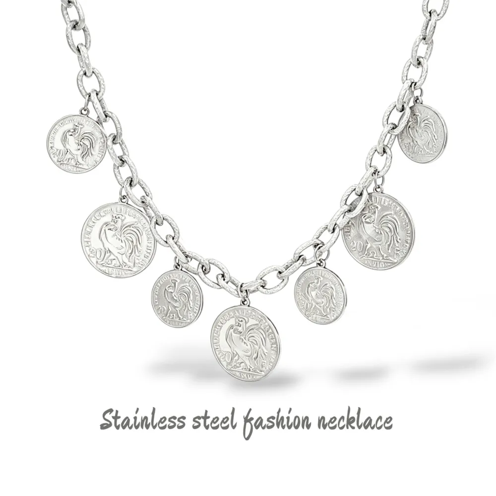 Monete-Collana corta in Acciaio - CL-413-3759