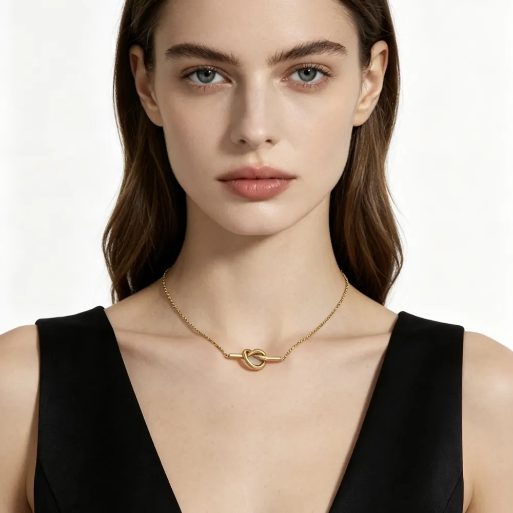 Nodo doppio filo-Collana corta in Acciaio - CL-413-3796