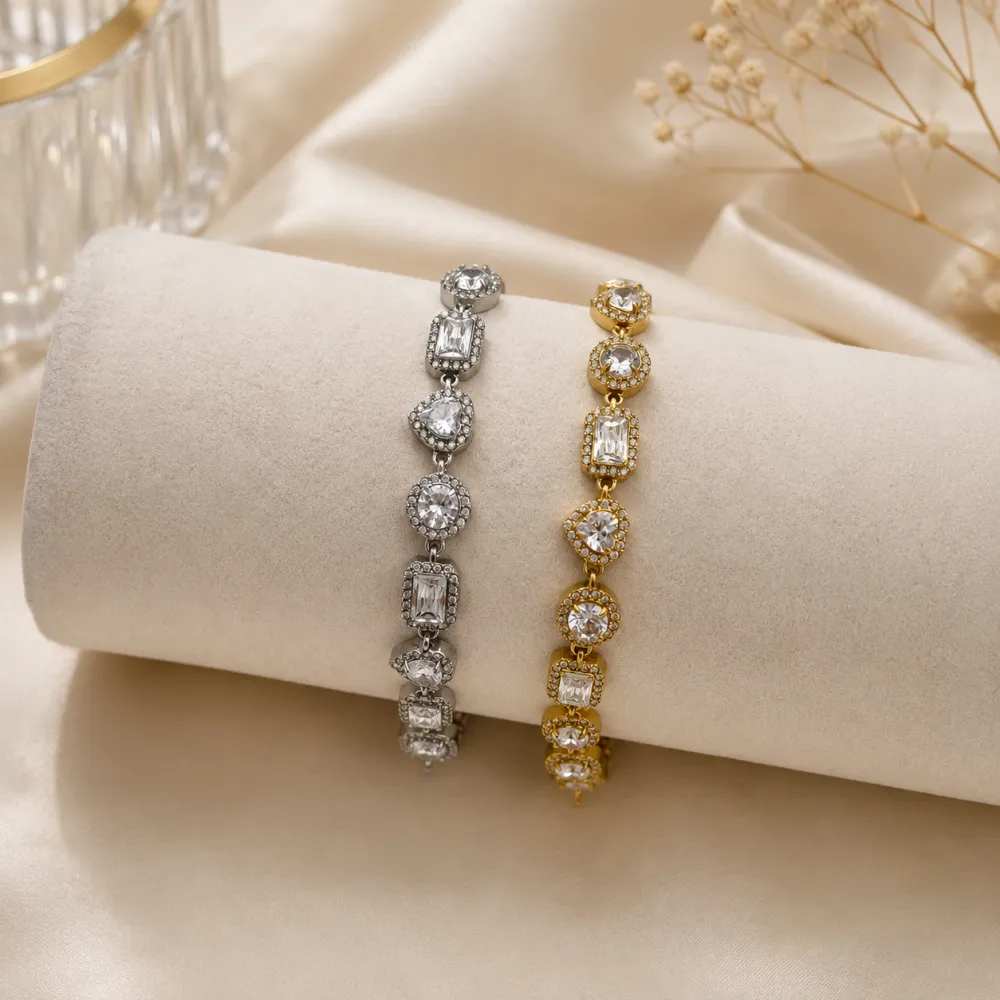 Tondo, Rettangolo, Cuore-Bracciale Moda - BR-103-AA7112B