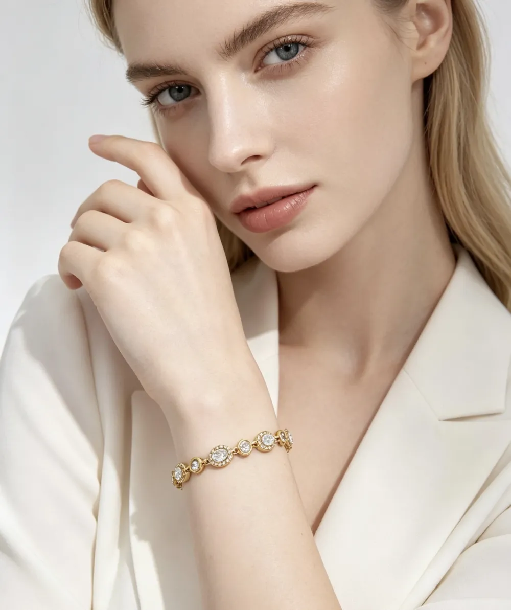 Ovale e punto luce-Bracciale Moda - BR-103-AA7115B