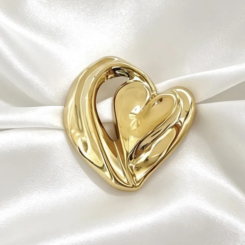 Cuore-Spilla in Acciaio Liscio - SP-744-37