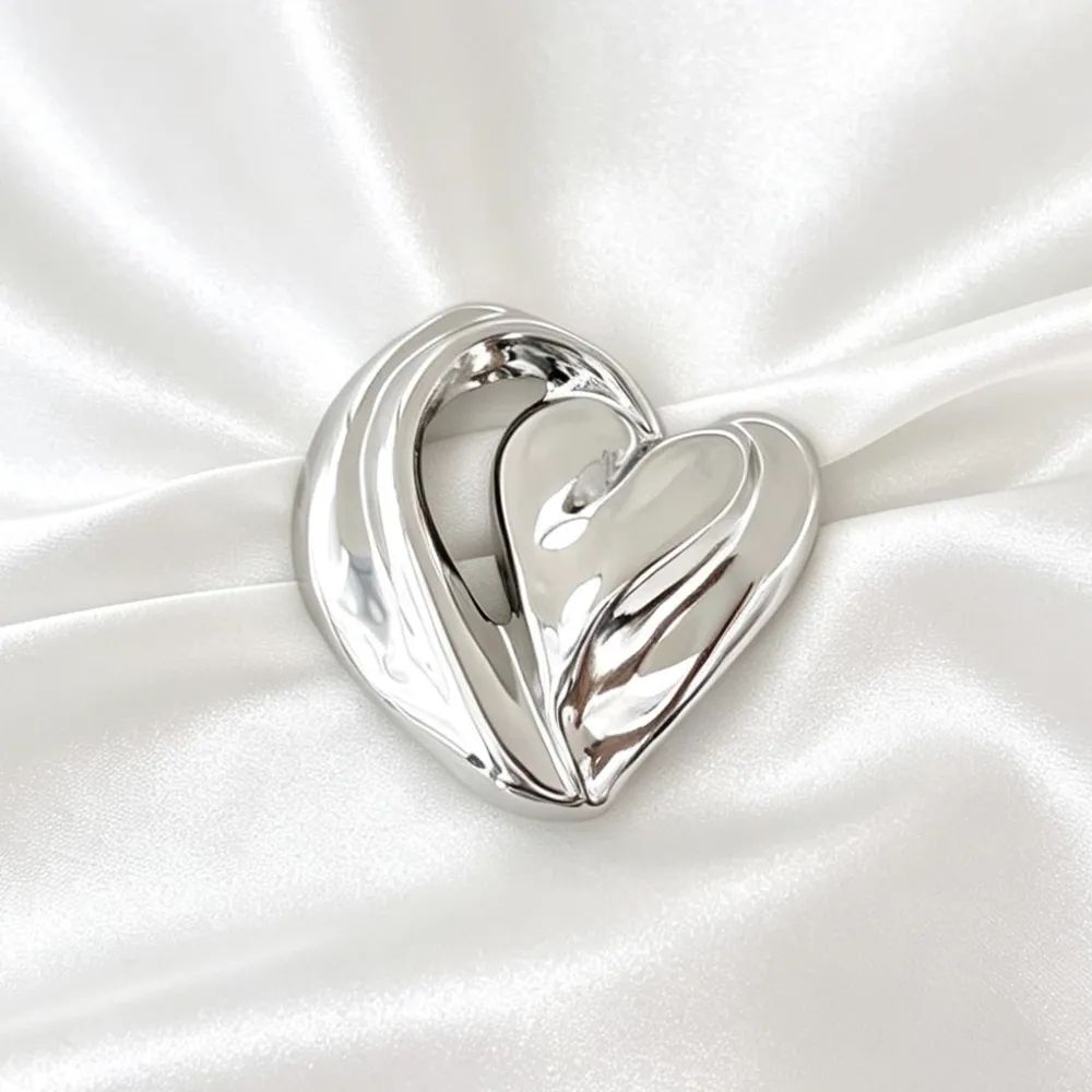Cuore-Spilla in Acciaio Liscio - SP-744-37