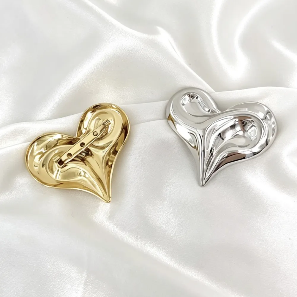 Cuore-Spilla in Acciaio Liscio - SP-744-35